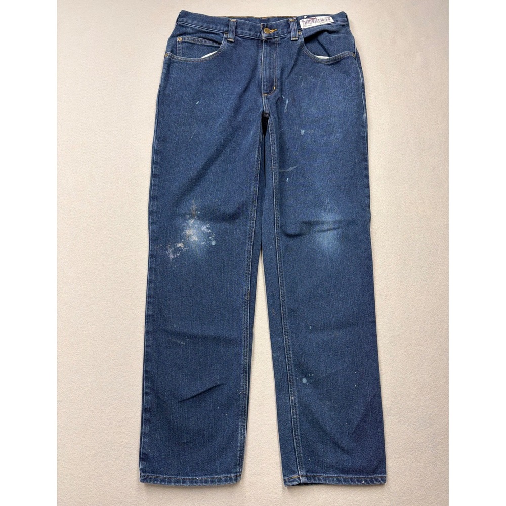 Carhartt Jeans Mens 34x32 Blue Modern Fit Stretch Denim Distressed Workwear